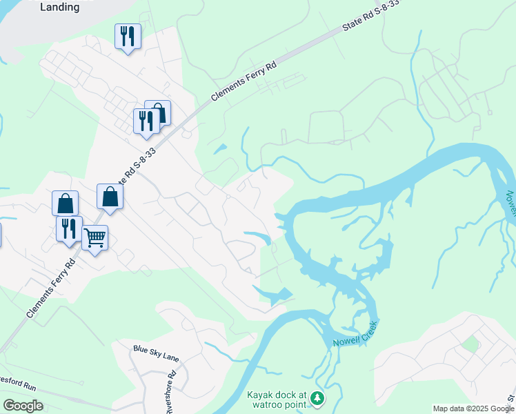 map of restaurants, bars, coffee shops, grocery stores, and more near 10204 Sweet Place in Charleston