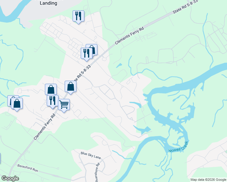 map of restaurants, bars, coffee shops, grocery stores, and more near 262 Kelsey Boulevard in Charleston