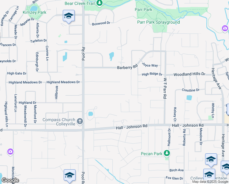 map of restaurants, bars, coffee shops, grocery stores, and more near 3341 Marsh Lane in Grapevine