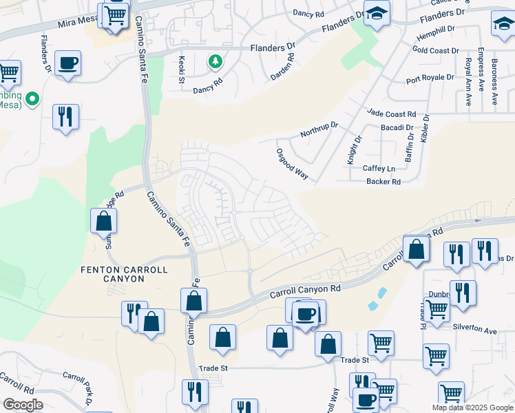 map of restaurants, bars, coffee shops, grocery stores, and more near 8246 Rose Quartz Circle in San Diego