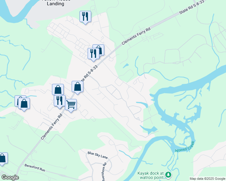 map of restaurants, bars, coffee shops, grocery stores, and more near 108 Bryce Court in Charleston