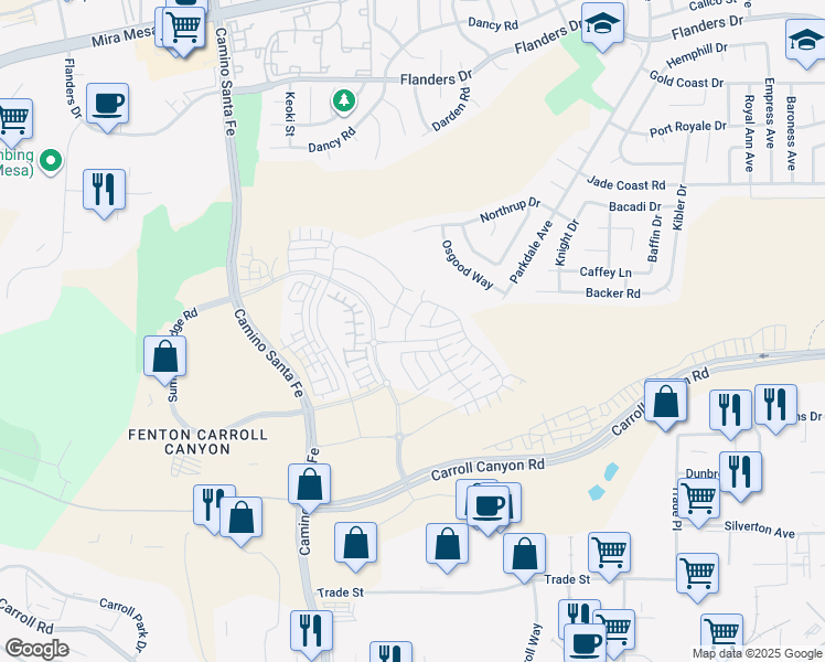map of restaurants, bars, coffee shops, grocery stores, and more near 8246 Rose Quartz Circle in San Diego