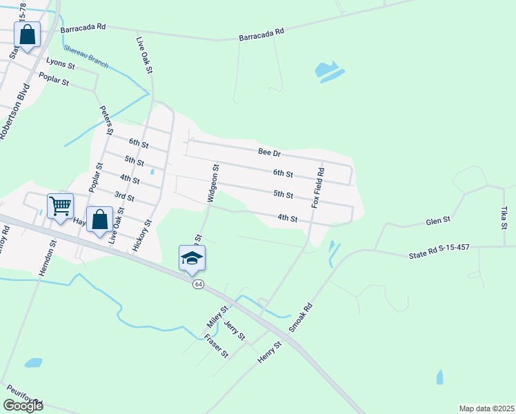 map of restaurants, bars, coffee shops, grocery stores, and more near 522 5th Street in Walterboro