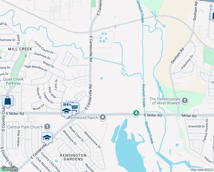 map of restaurants, bars, coffee shops, grocery stores, and more near 2450 East Centerville Road in Garland