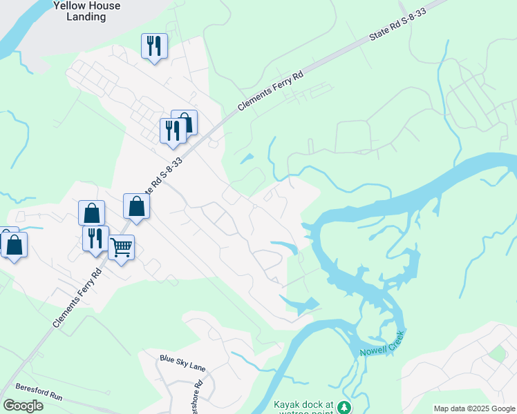 map of restaurants, bars, coffee shops, grocery stores, and more near 11105 Sweet Place in Charleston