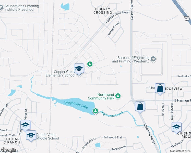 map of restaurants, bars, coffee shops, grocery stores, and more near 8733 Sleepy Daisy Drive in Fort Worth