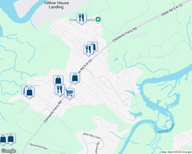 map of restaurants, bars, coffee shops, grocery stores, and more near 200 Kelsey Boulevard in Charleston