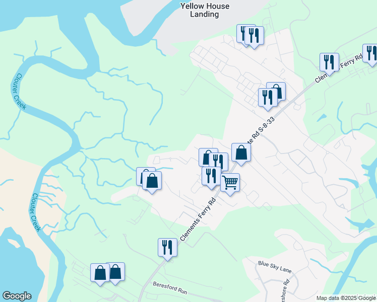 map of restaurants, bars, coffee shops, grocery stores, and more near 442 Greenann Court in Wando