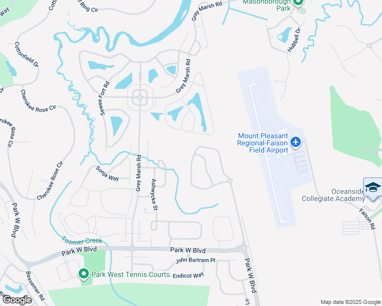 map of restaurants, bars, coffee shops, grocery stores, and more near 3196 Queensgate Way in Mount Pleasant