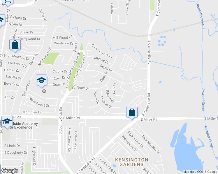 map of restaurants, bars, coffee shops, grocery stores, and more near 1606 Pilot Way in Garland