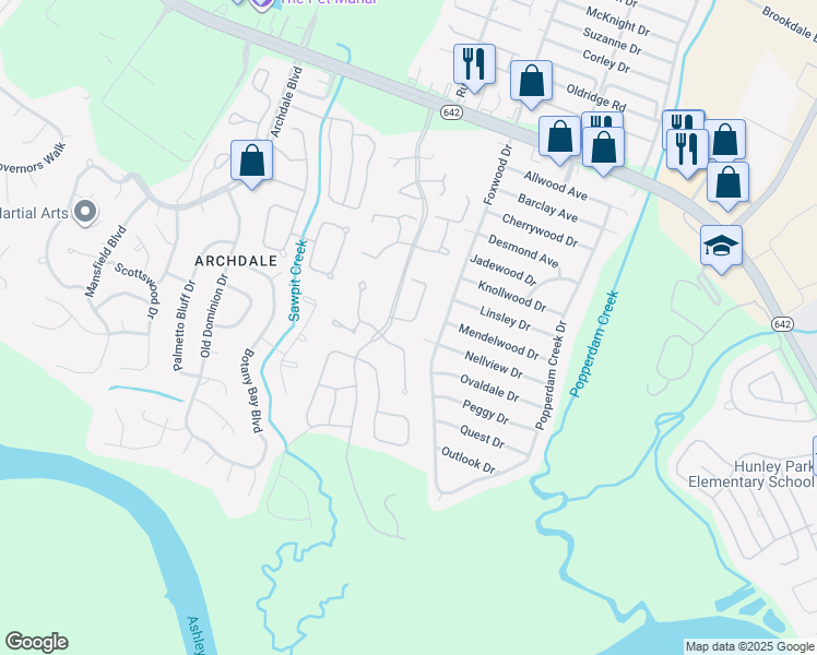 map of restaurants, bars, coffee shops, grocery stores, and more near 7818 Racquet Road in North Charleston