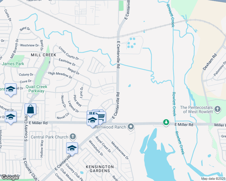 map of restaurants, bars, coffee shops, grocery stores, and more near 1990 Timber Oaks Drive in Garland