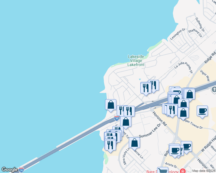 map of restaurants, bars, coffee shops, grocery stores, and more near 3932 Mediterranean Street in Rockwall