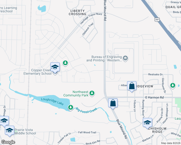 map of restaurants, bars, coffee shops, grocery stores, and more near 8699 Copper Crossing Drive in Fort Worth