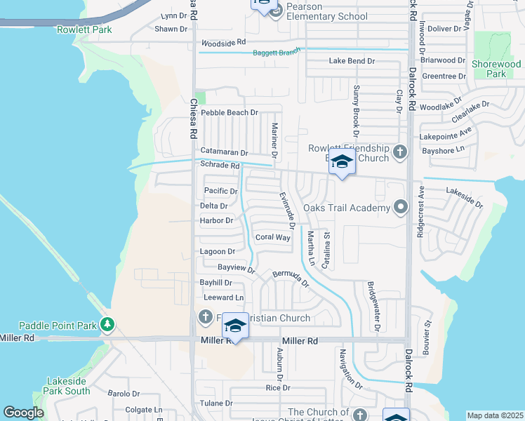 map of restaurants, bars, coffee shops, grocery stores, and more near 7702 Harbor Drive in Rowlett