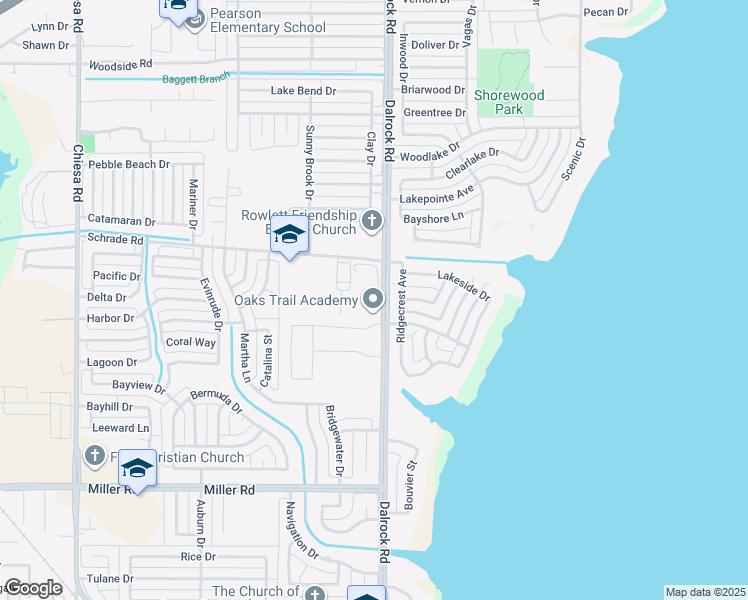 map of restaurants, bars, coffee shops, grocery stores, and more near 4115 Dalrock Road in Rowlett