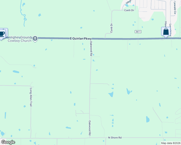 map of restaurants, bars, coffee shops, grocery stores, and more near 8816 County Road 3609 in Quinlan