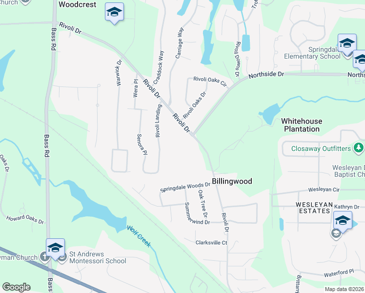 map of restaurants, bars, coffee shops, grocery stores, and more near 5240 Rivoli Drive in Macon
