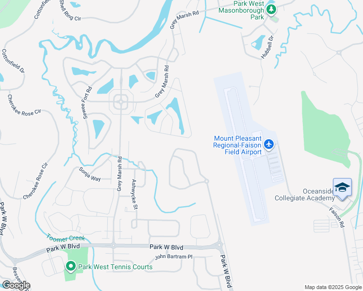 map of restaurants, bars, coffee shops, grocery stores, and more near 3148 Queensgate Way in Mount Pleasant