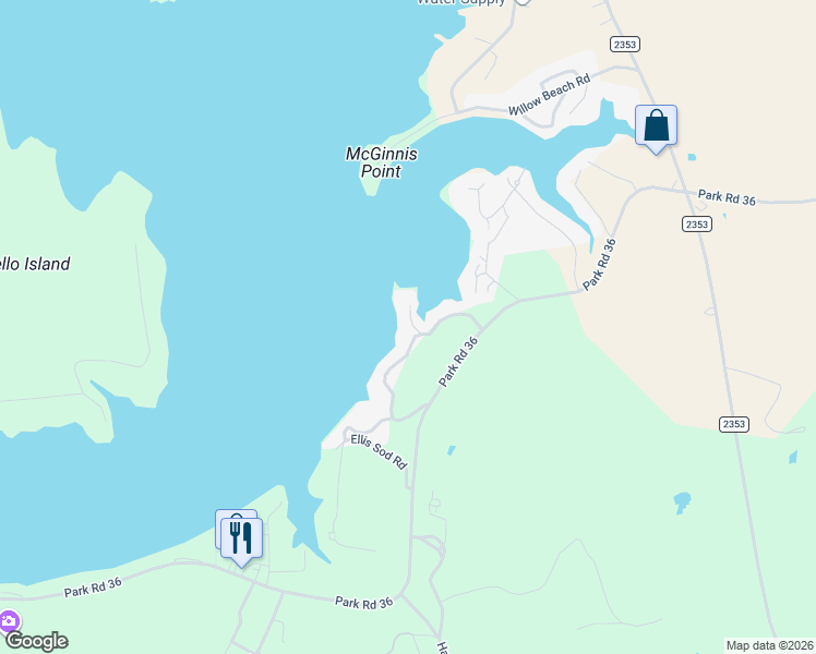 map of restaurants, bars, coffee shops, grocery stores, and more near 1637 Cedar Crest Circle in Graford