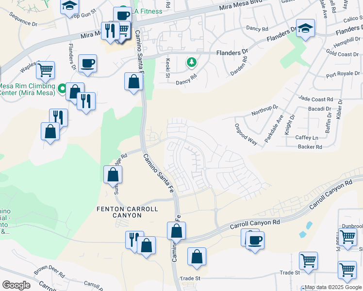 map of restaurants, bars, coffee shops, grocery stores, and more near 10566 COUPLAND Way in San Diego