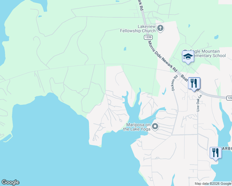 map of restaurants, bars, coffee shops, grocery stores, and more near 9541 Lechner Road in Fort Worth