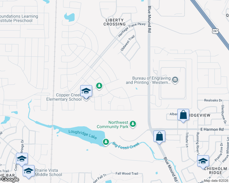 map of restaurants, bars, coffee shops, grocery stores, and more near 545 Palmito Ranch Road in Fort Worth
