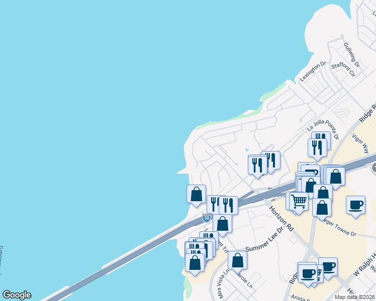 map of restaurants, bars, coffee shops, grocery stores, and more near 3830 Mediterranean Street in Rockwall
