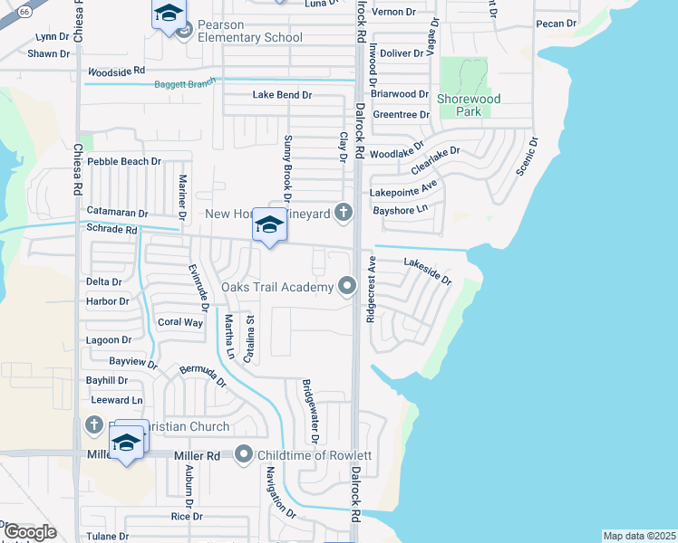 map of restaurants, bars, coffee shops, grocery stores, and more near 4299 Dalrock Road in Rowlett