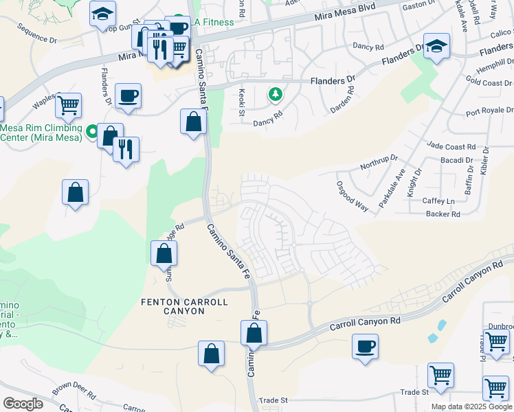 map of restaurants, bars, coffee shops, grocery stores, and more near 10566 COUPLAND Way in San Diego