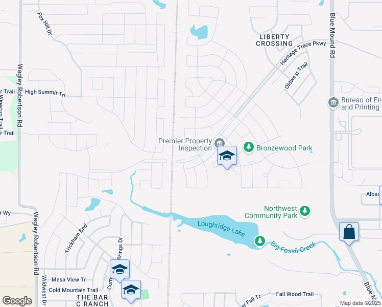map of restaurants, bars, coffee shops, grocery stores, and more near 9100 Wagley Robertson Road in Fort Worth