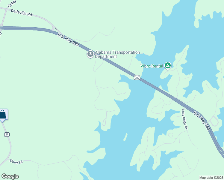 map of restaurants, bars, coffee shops, grocery stores, and more near 189 Williams Road in Alexander City