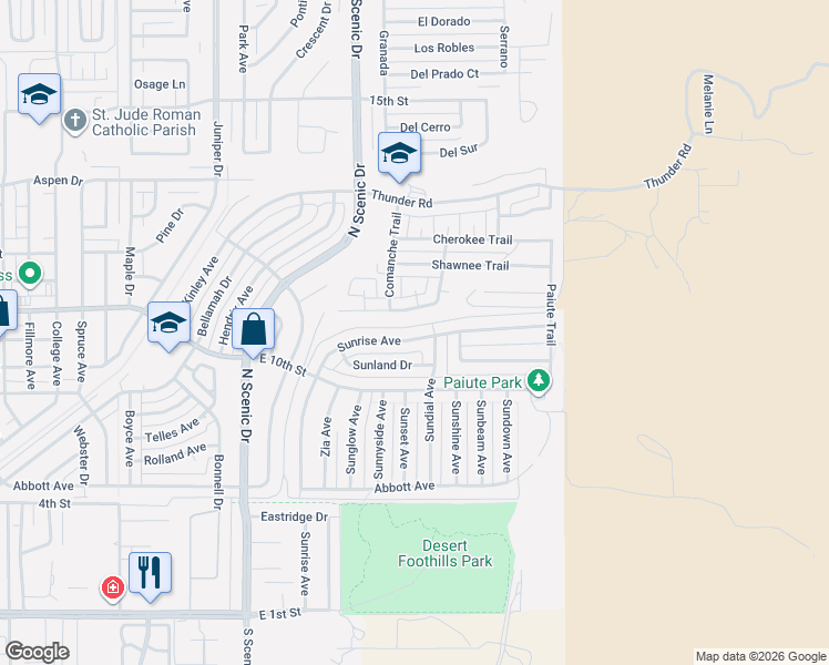 map of restaurants, bars, coffee shops, grocery stores, and more near 3004 Hopi Trail in Alamogordo