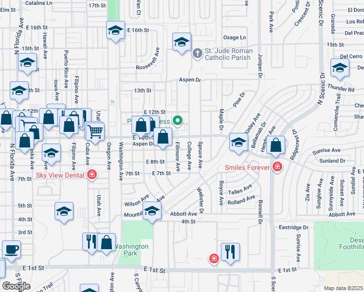 map of restaurants, bars, coffee shops, grocery stores, and more near 1900 East 10th Street in Alamogordo