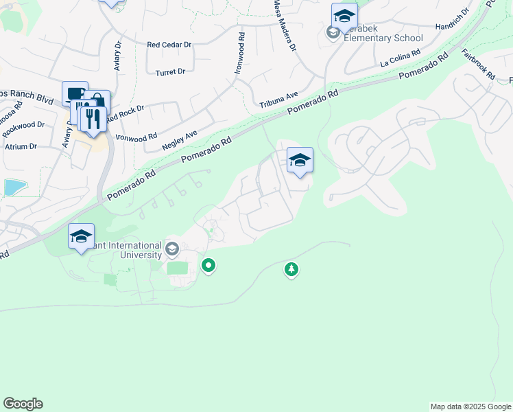 map of restaurants, bars, coffee shops, grocery stores, and more near Chabad Center Drwy in San Diego
