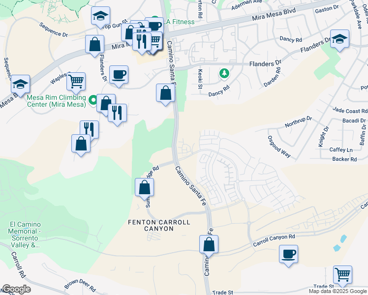 map of restaurants, bars, coffee shops, grocery stores, and more near 11026 Eka Way in San Diego
