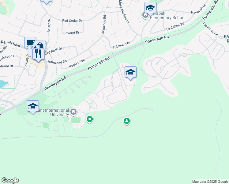 map of restaurants, bars, coffee shops, grocery stores, and more near 9800 Glen Center Drive in San Diego