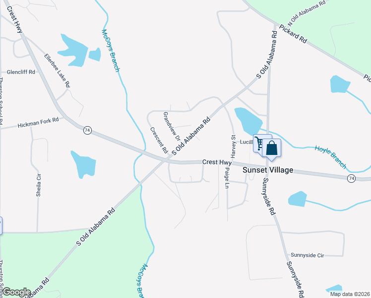 map of restaurants, bars, coffee shops, grocery stores, and more near 2677 South Old Alabama Road in Thomaston
