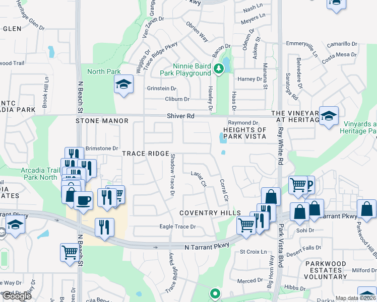 map of restaurants, bars, coffee shops, grocery stores, and more near 4909 Diamond Trace Trail in Fort Worth