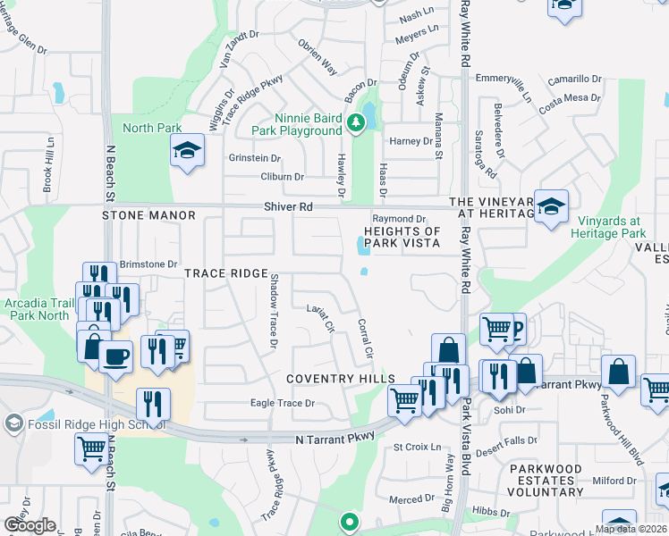 map of restaurants, bars, coffee shops, grocery stores, and more near 4929 Diamond Trace Trail in Fort Worth