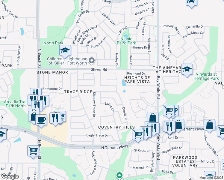 map of restaurants, bars, coffee shops, grocery stores, and more near 4937 Diamond Trace Trail in Fort Worth
