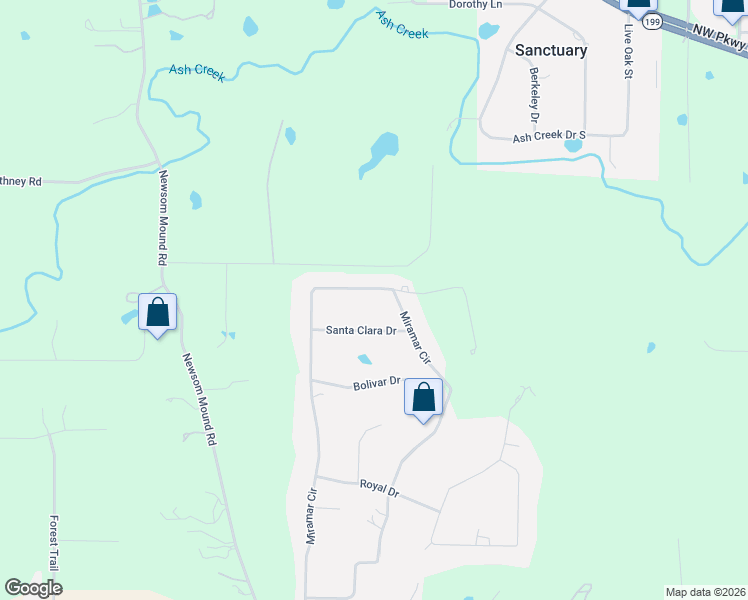 map of restaurants, bars, coffee shops, grocery stores, and more near 254 Miramar Circle in Weatherford