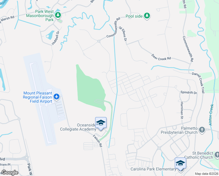 map of restaurants, bars, coffee shops, grocery stores, and more near 4106 Maidstone Drive in Mount Pleasant