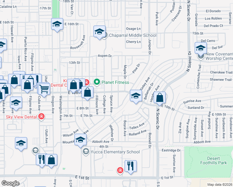 map of restaurants, bars, coffee shops, grocery stores, and more near 906 Spruce Avenue in Alamogordo