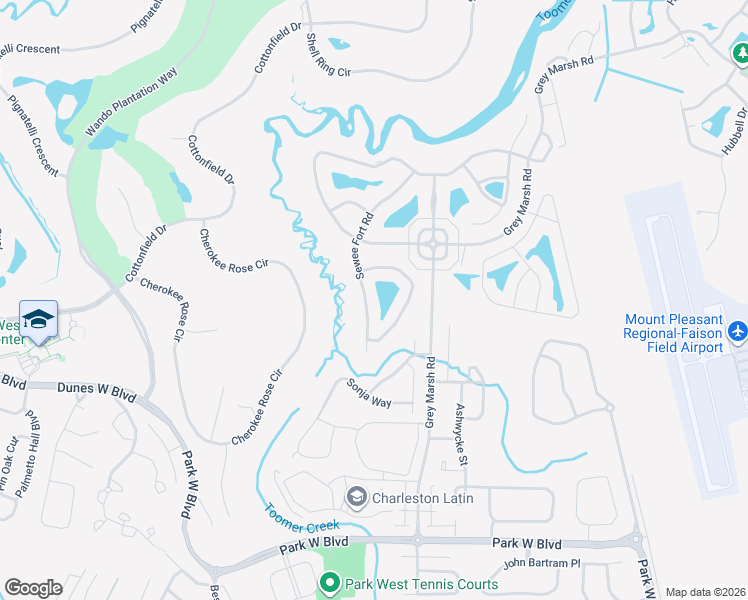 map of restaurants, bars, coffee shops, grocery stores, and more near 1636 Sewee Fort Road in Mount Pleasant
