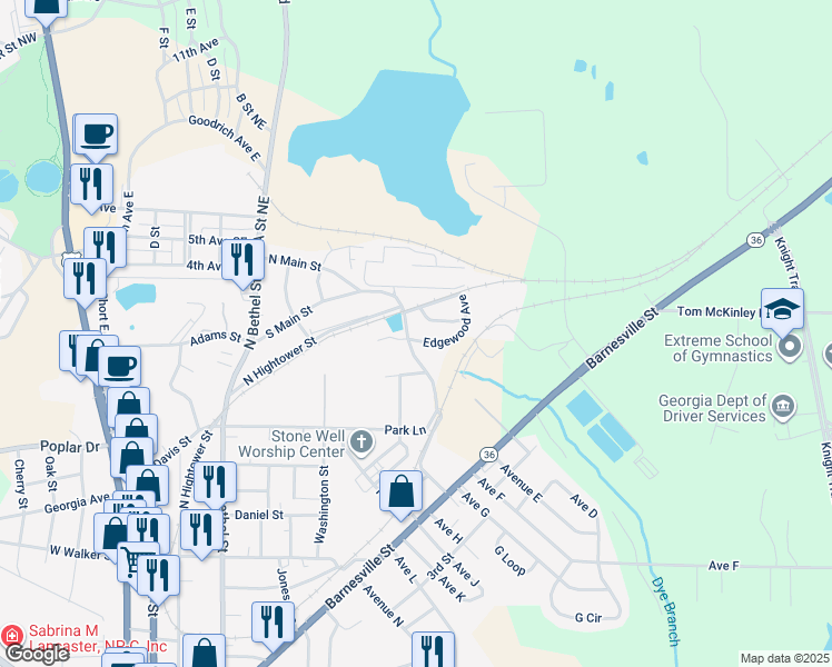 map of restaurants, bars, coffee shops, grocery stores, and more near 42 Edgewood Avenue in Thomaston