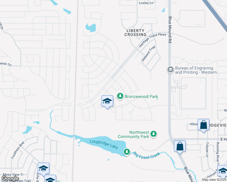 map of restaurants, bars, coffee shops, grocery stores, and more near 8817 Copper Meadow Drive in Fort Worth