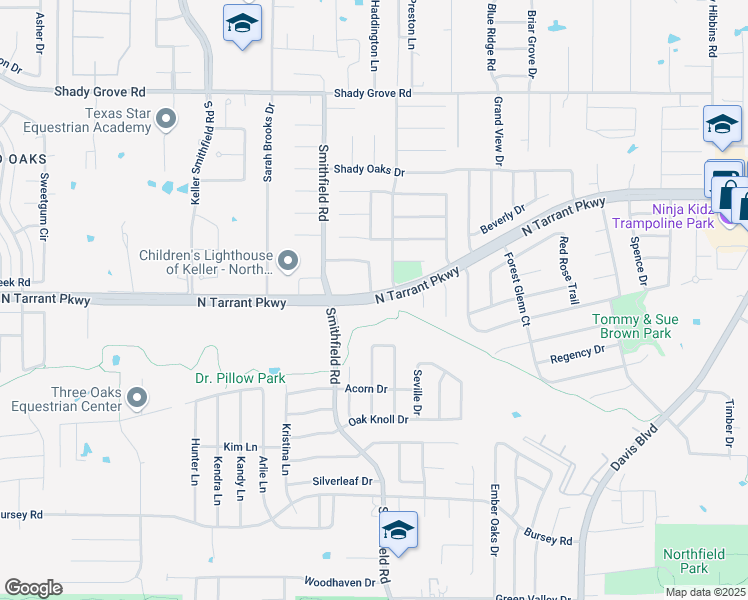 map of restaurants, bars, coffee shops, grocery stores, and more near N Tarrant Pkwy in North Richland Hills