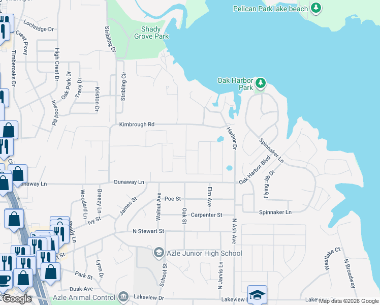 map of restaurants, bars, coffee shops, grocery stores, and more near 1060 Mooring Drive in Azle