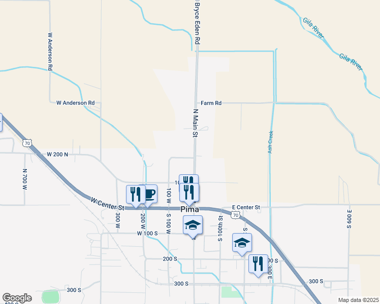 map of restaurants, bars, coffee shops, grocery stores, and more near 215-419 North Main Street in Pima